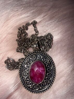 Vintage 925 Ruby, Bohemian, Southwestern necklace